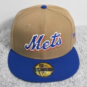 New Era 59Fifty New York Mets NY 8 Bit Pixels Woodmark Size 7 5/8 Fitted Hat Cap